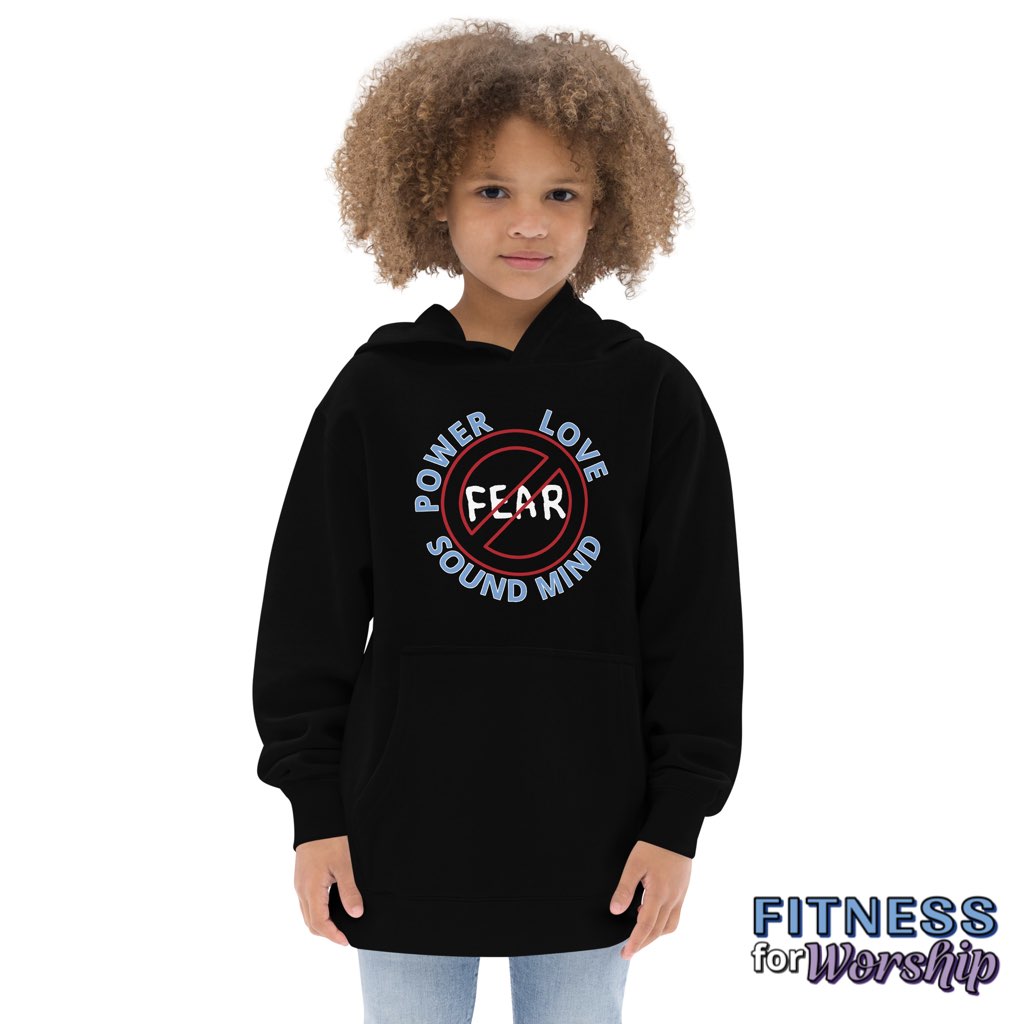 "No Fear" 2 Timothy 1:7 Fleece Hoodie for Kids by Fitness for Worship