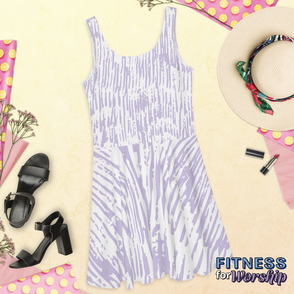 Lavender Paint Streak Skater Dress by Fitness for Worship