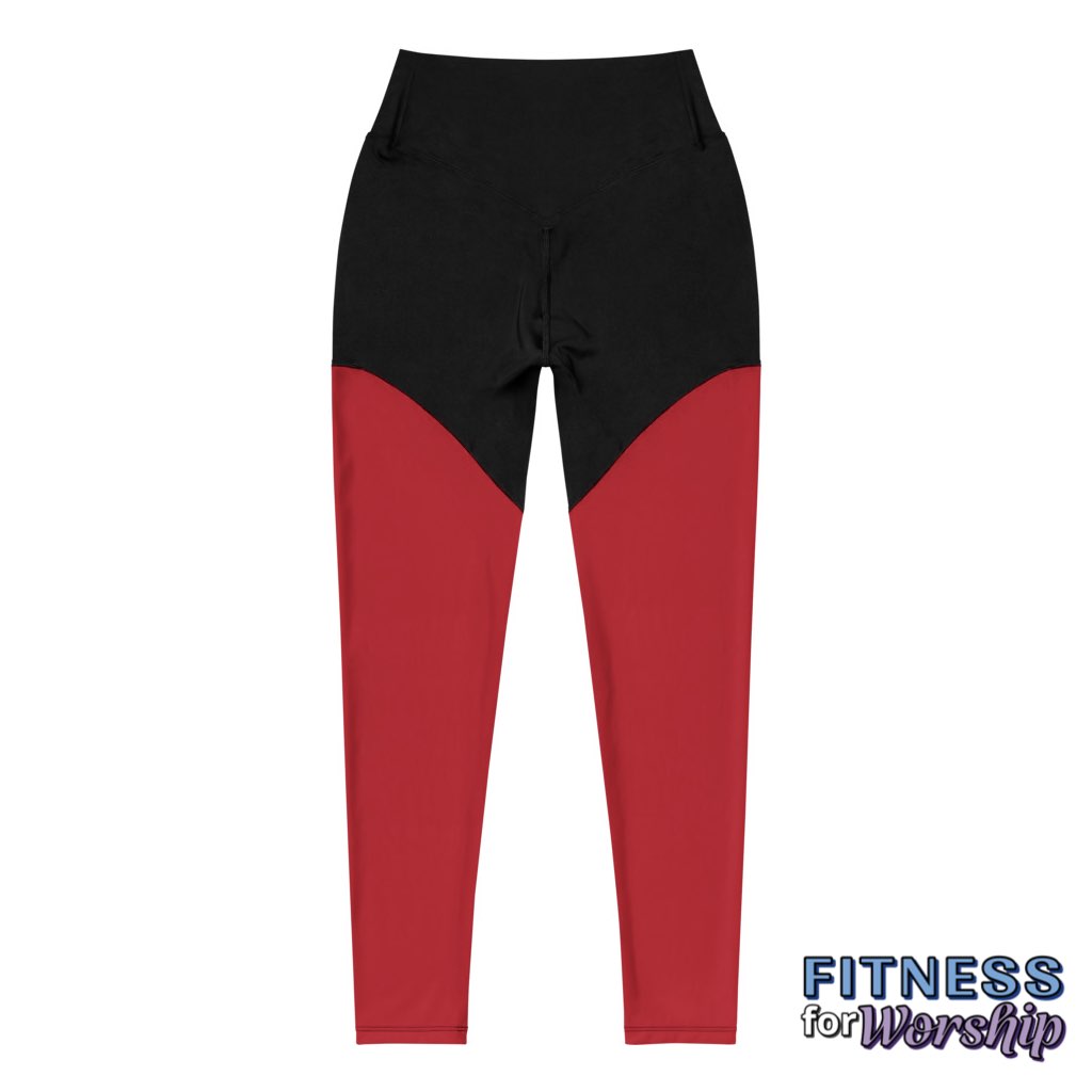 Red Compression Sports Workout Leggings for Women by Fitness for Worship