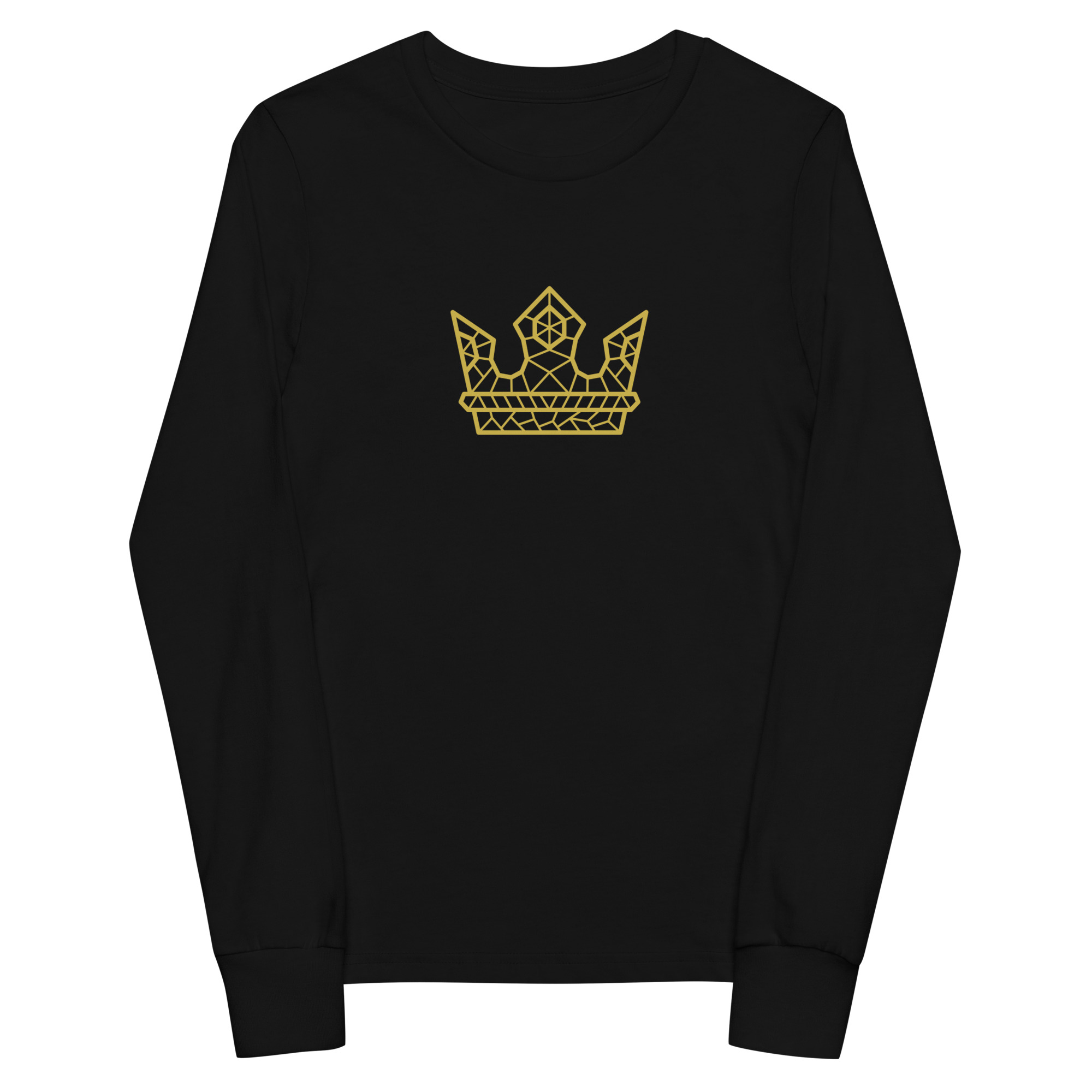 black Gold Crown Long Sleeve Tee for Youth by Fitness for Worship