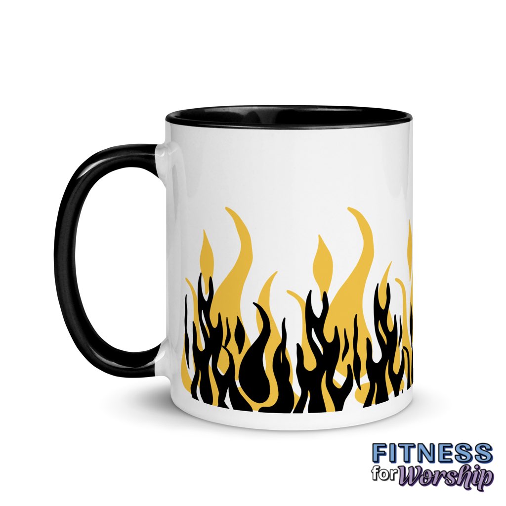 black "Fearless" with Flames 11 oz Ceramic Mug by Fitness for Worship