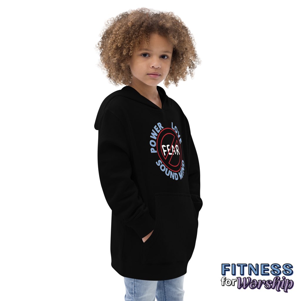 "No Fear" 2 Timothy 1:7 Fleece Hoodie for Kids by Fitness for Worship