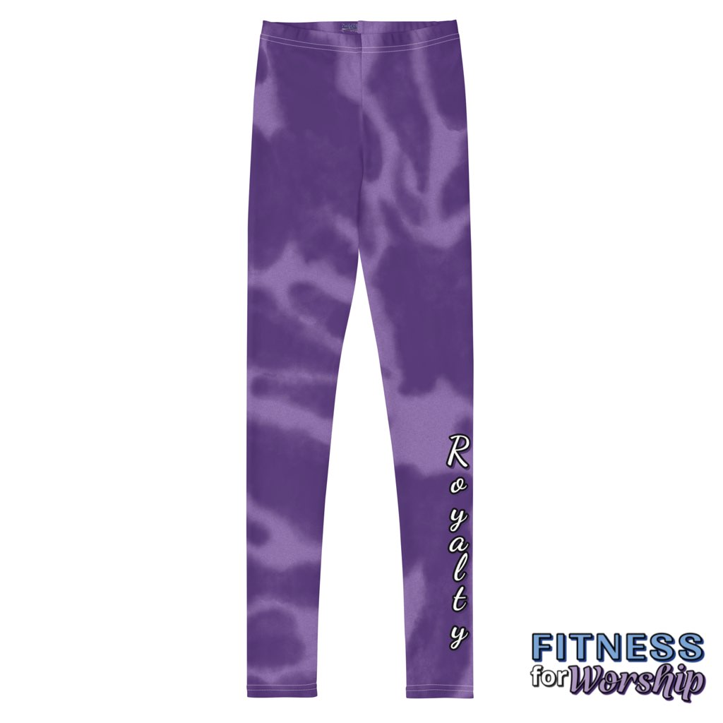 “Royalty” Purple Tie-Dye Leggings for Youth by Fitness for Worship