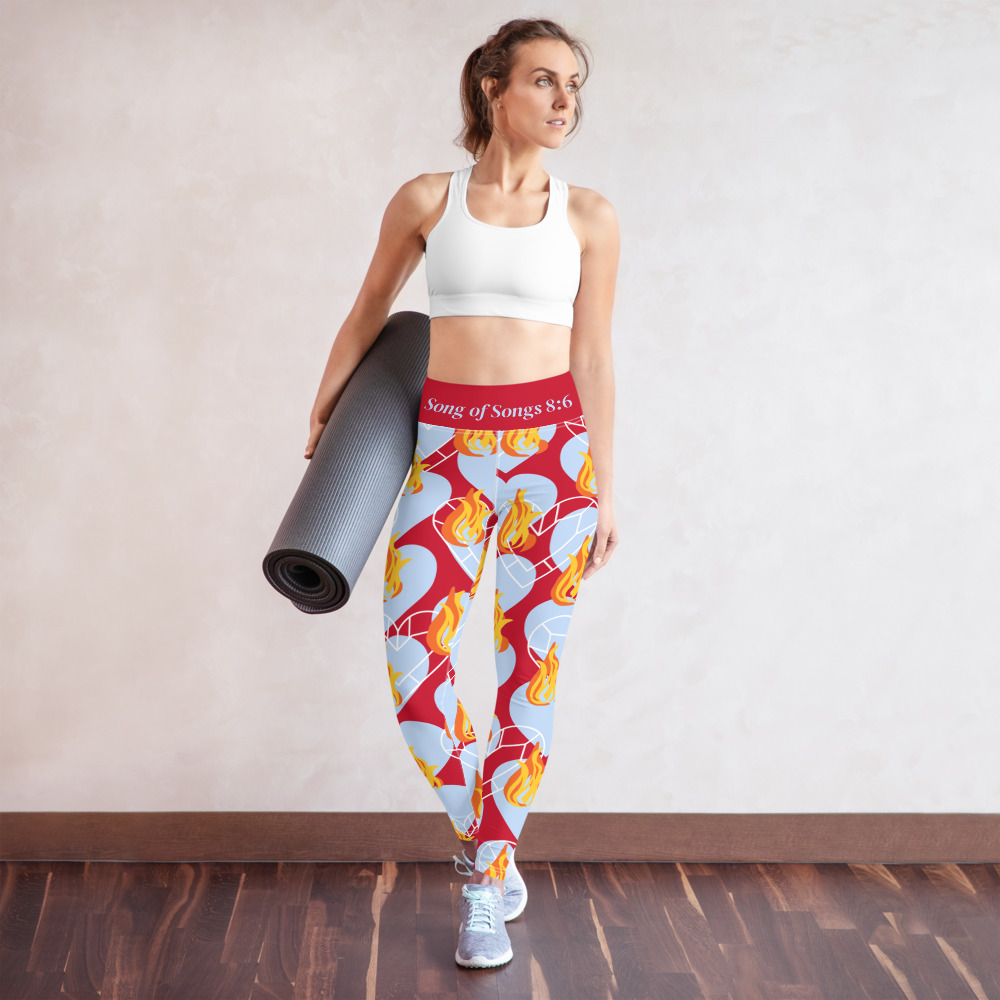 Flames of Fire High Waist Leggings for Women by Fitness for Worship