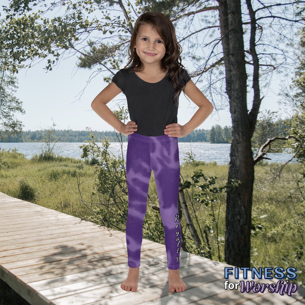 “Royalty” Purple Tie-Dye Leggings for Girls – Kids, Toddlers by Fitness for Worship