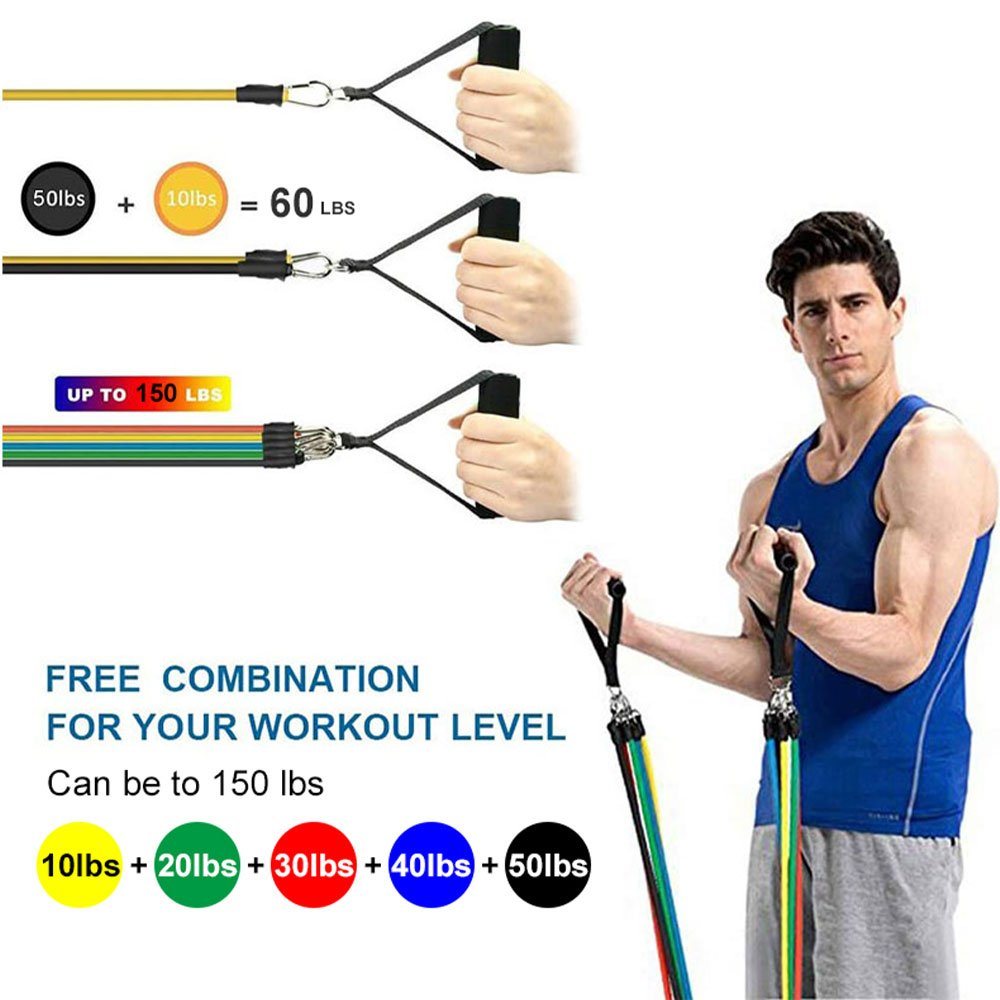 Latex Resistance Bands 11Pcs/Set, 150 lbs