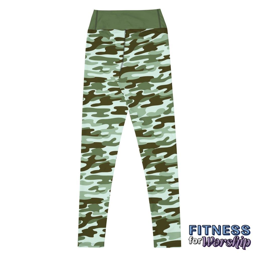 Green Camo High Waist Leggings for Women by Fitness for Worship