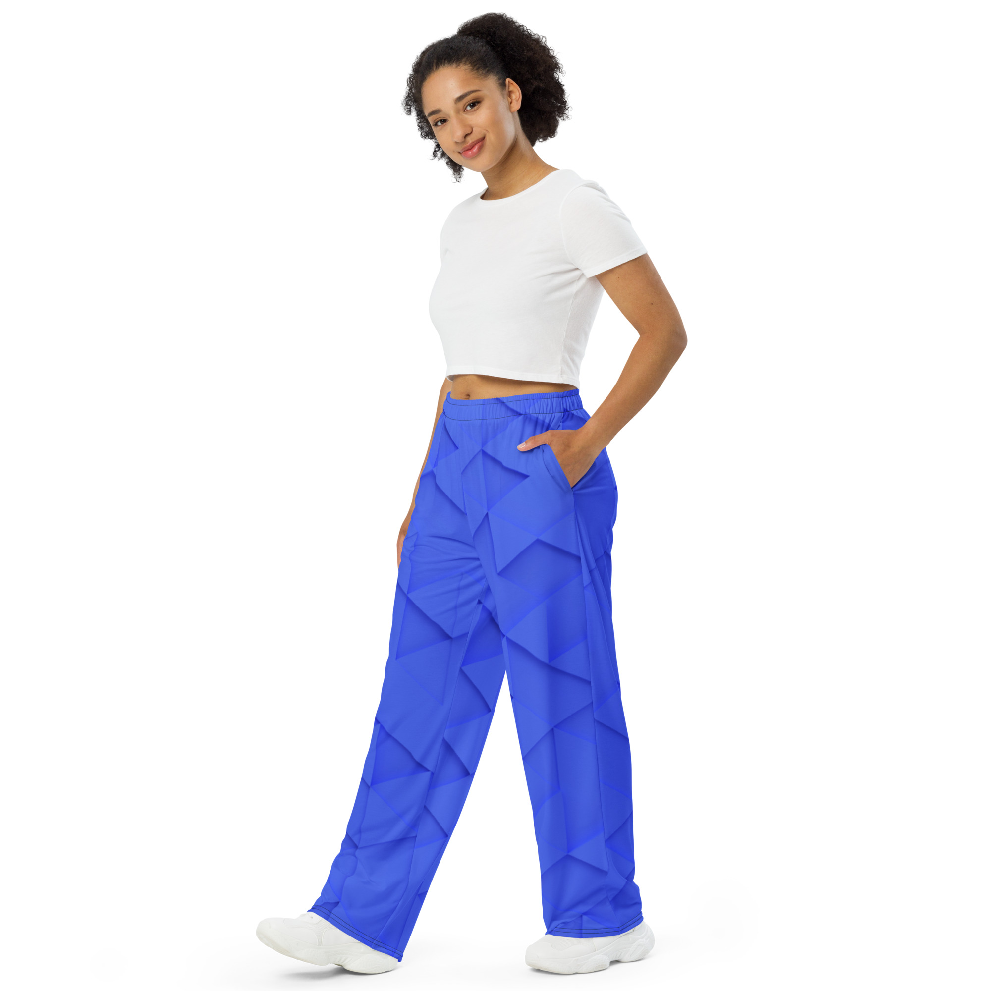 Blue Abstract Wide-Leg Pajama Pants