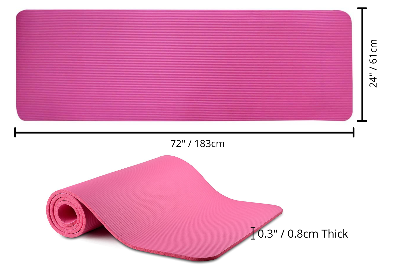 Pink JupiterGear Thick Exercise Mat with Carrying Strap