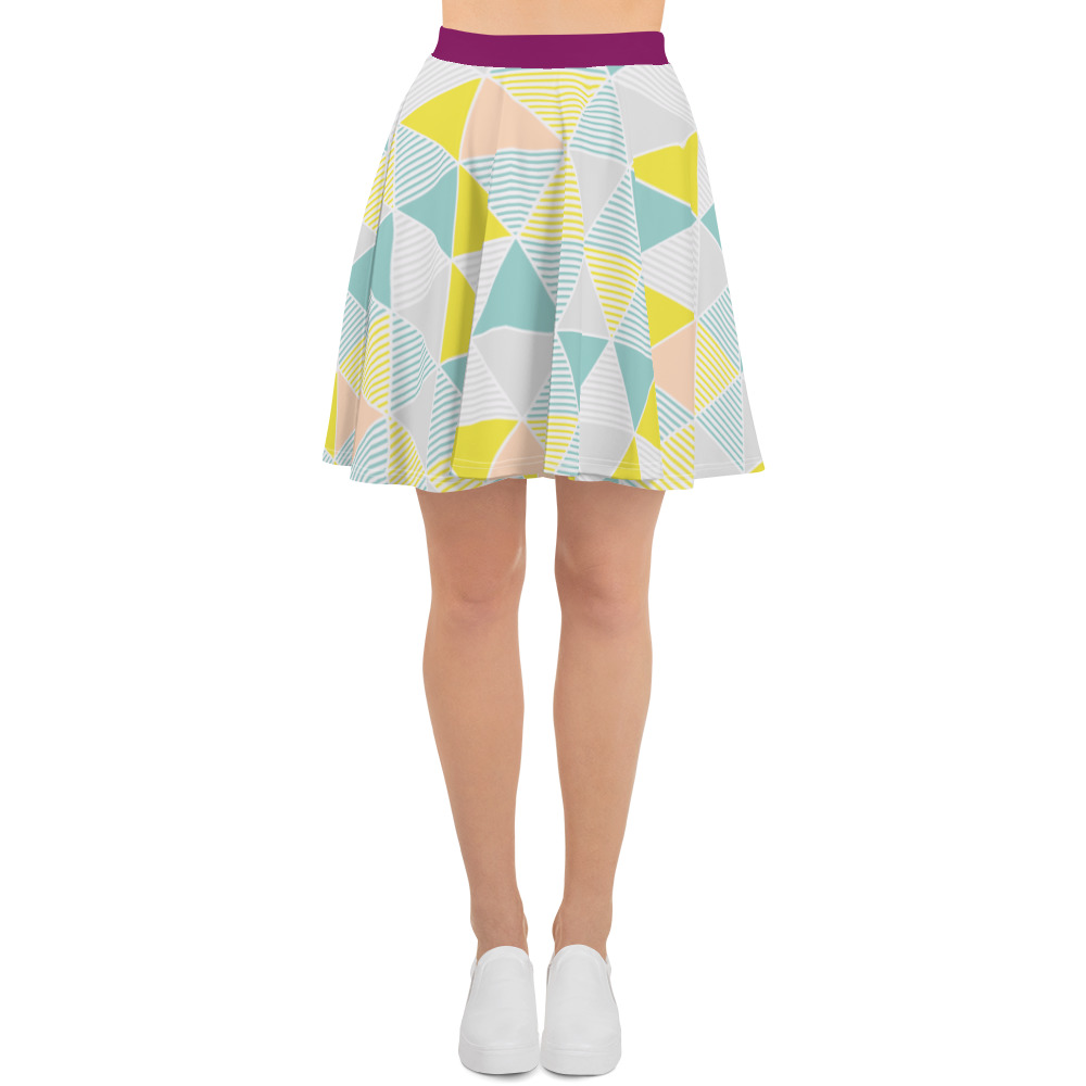 Pastel Triangles Skater Skirt