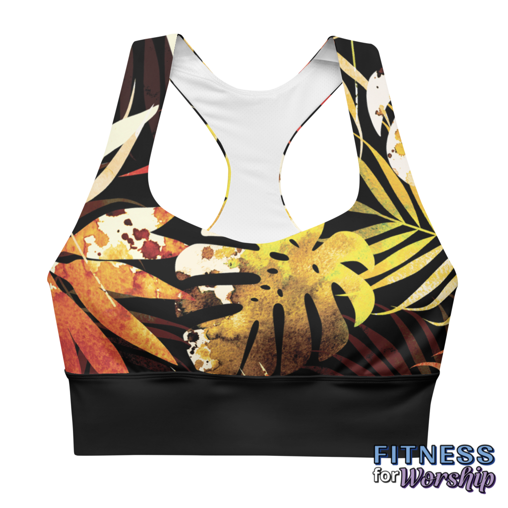 Autumn Leaves Longline Sports Bra by Fitness for Worship