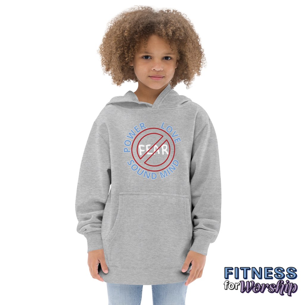 "No Fear" 2 Timothy 1:7 Fleece Hoodie for Kids by Fitness for Worship
