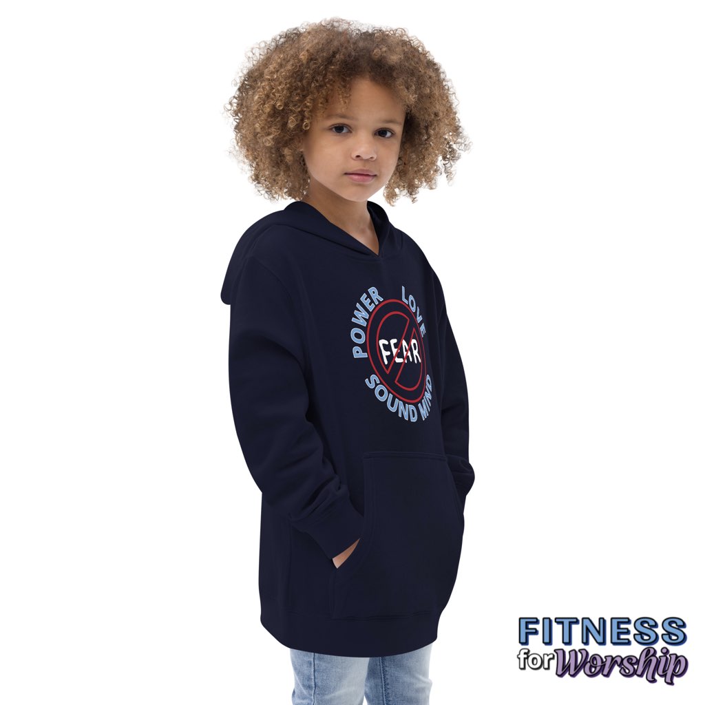 "No Fear" 2 Timothy 1:7 Fleece Hoodie for Kids by Fitness for Worship