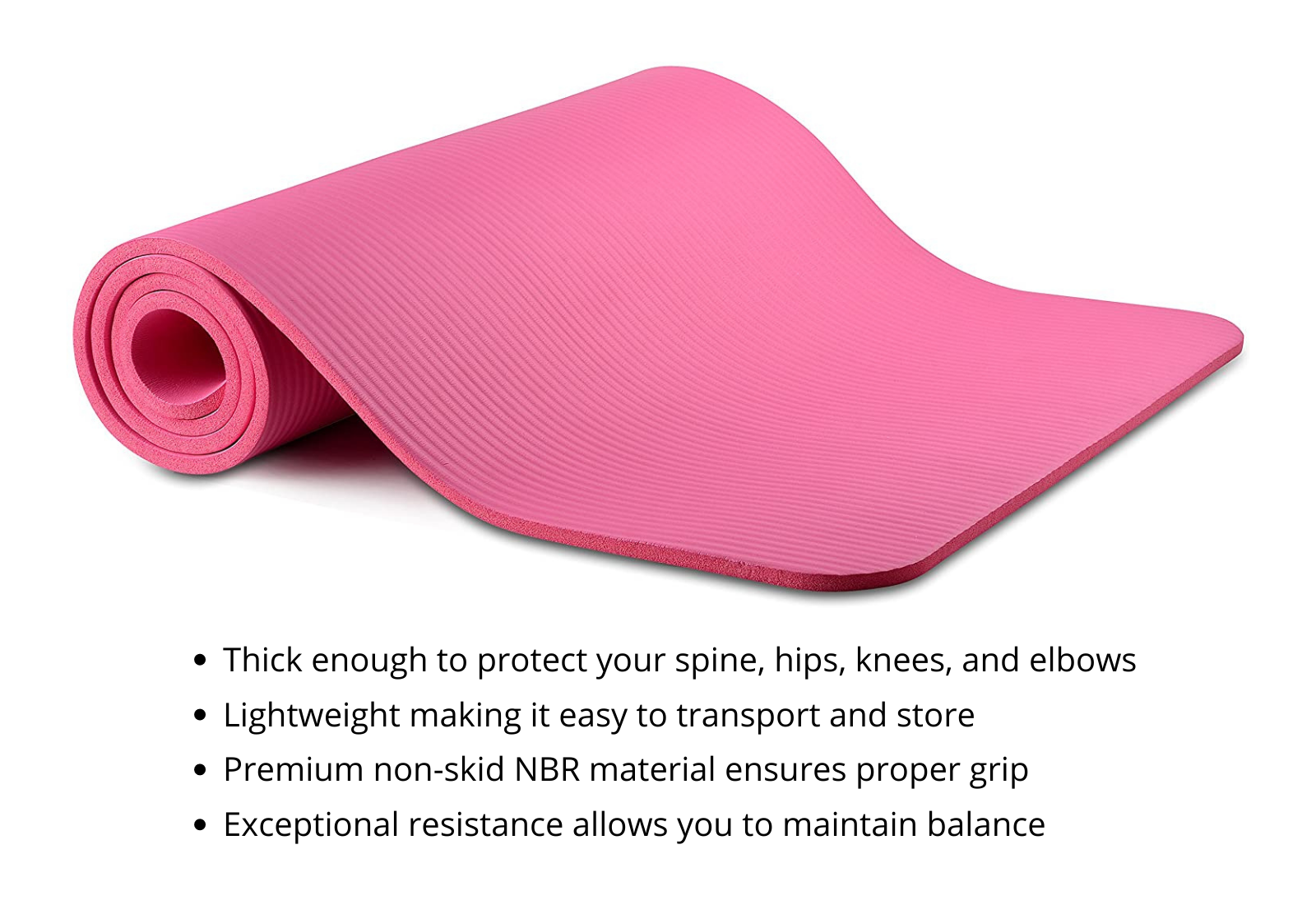 Pink JupiterGear Thick Exercise Mat with Carrying Strap