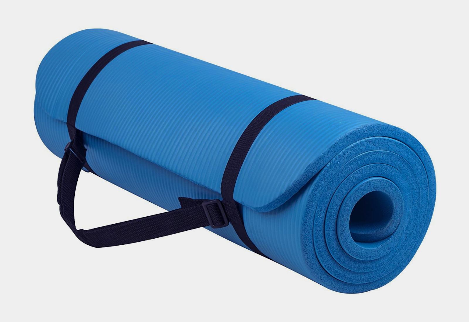 Blue JupiterGear Thick Exercise Mat with Carrying Strap