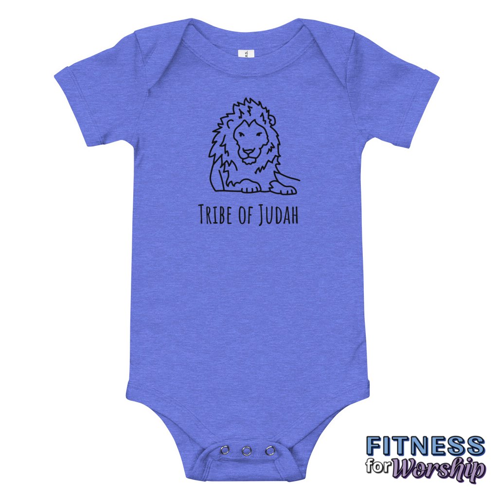 Blue Lion Tribe of Judah Baby One Piece Bodysuit by Fitness for Worship