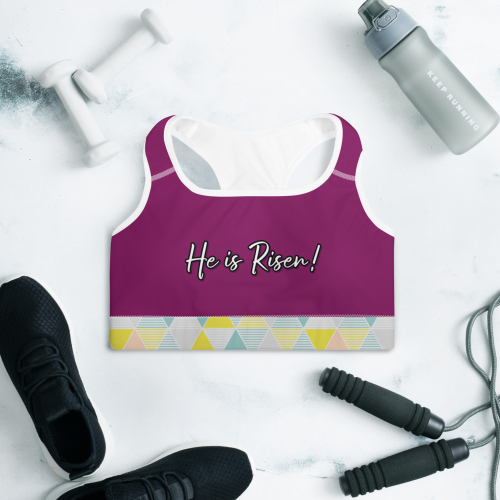 He is Risen! Padded Sports Bra by Fitness for Worship