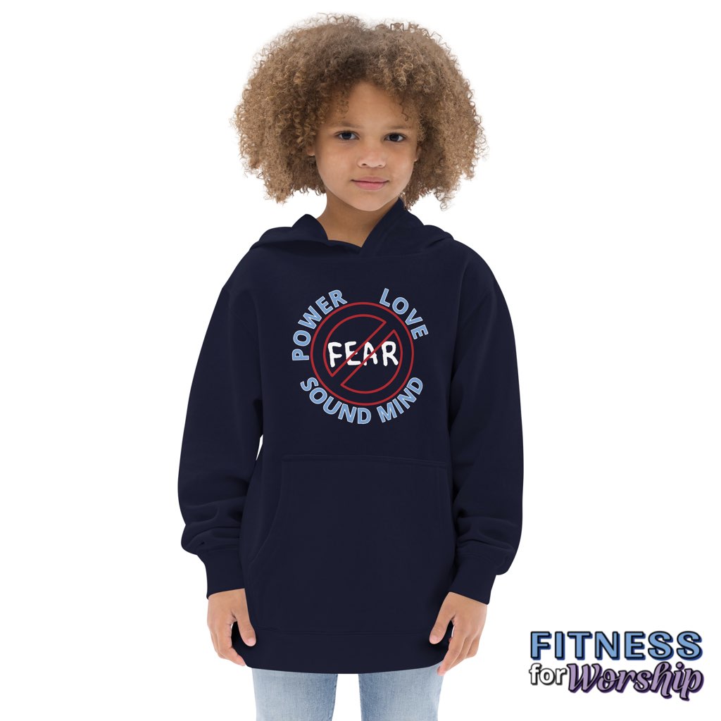 "No Fear" 2 Timothy 1:7 Fleece Hoodie for Kids by Fitness for Worship
