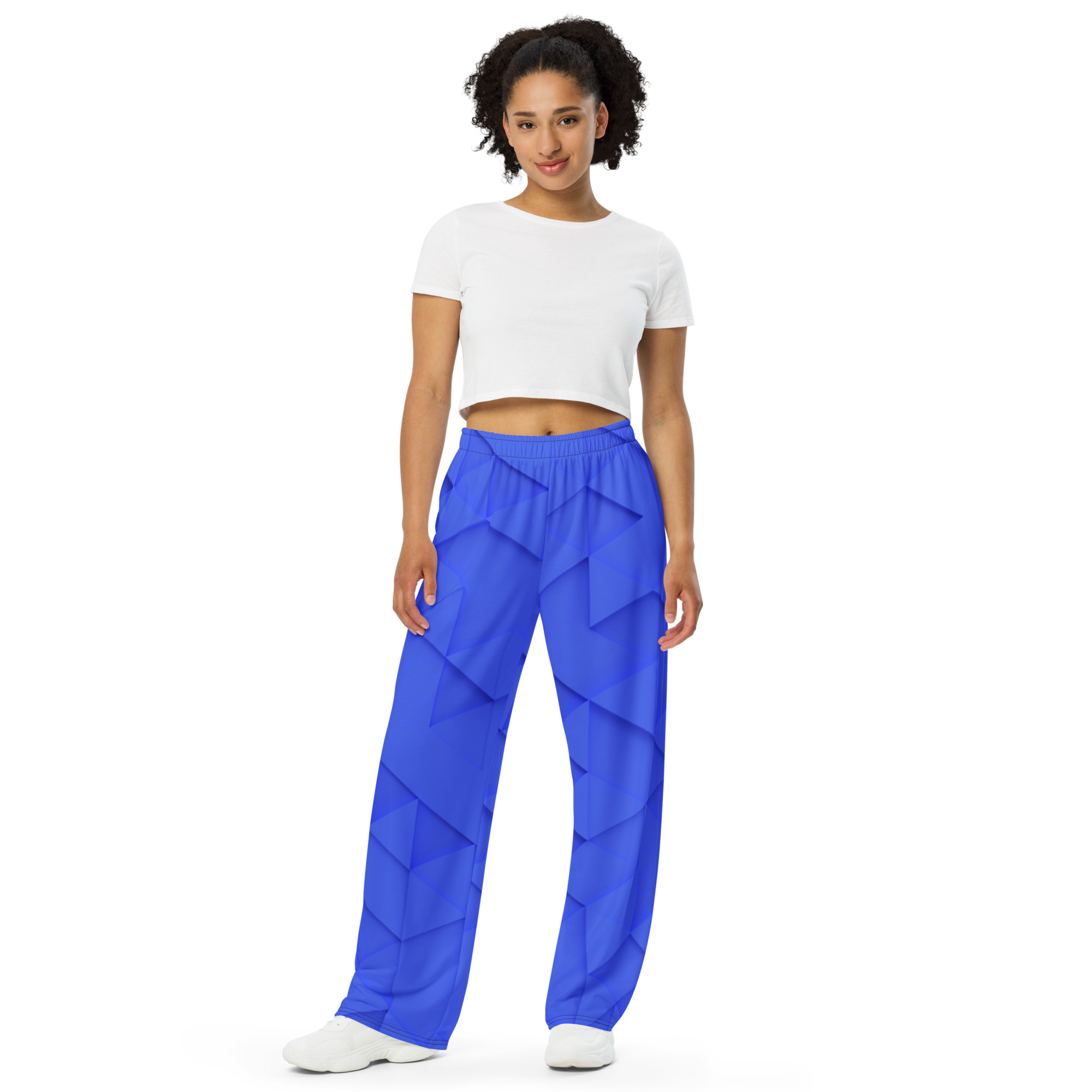 Blue Abstract Wide-Leg Pajama Pants