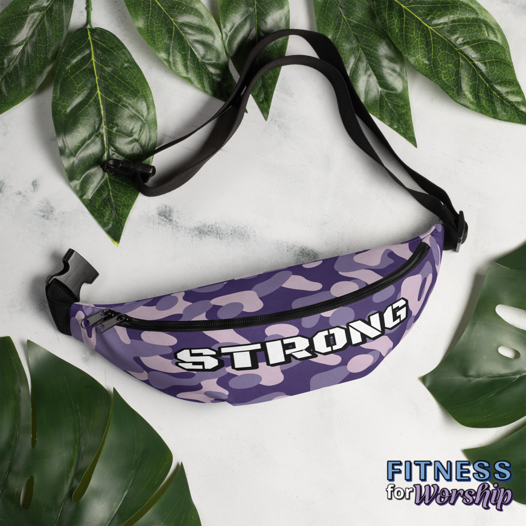 STRONG Purple Camo Waist Bag by Fitness for Worship