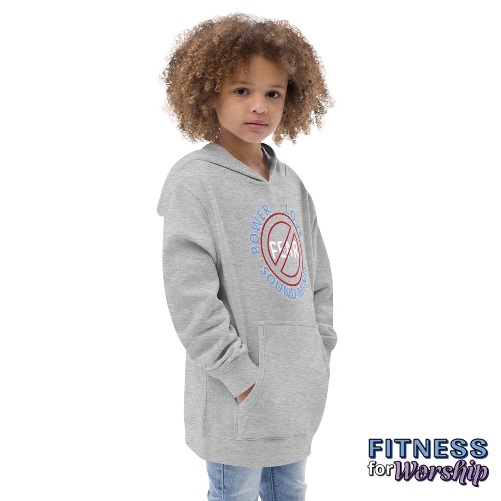 "No Fear" 2 Timothy 1:7 Fleece Hoodie for Kids by Fitness for Worship