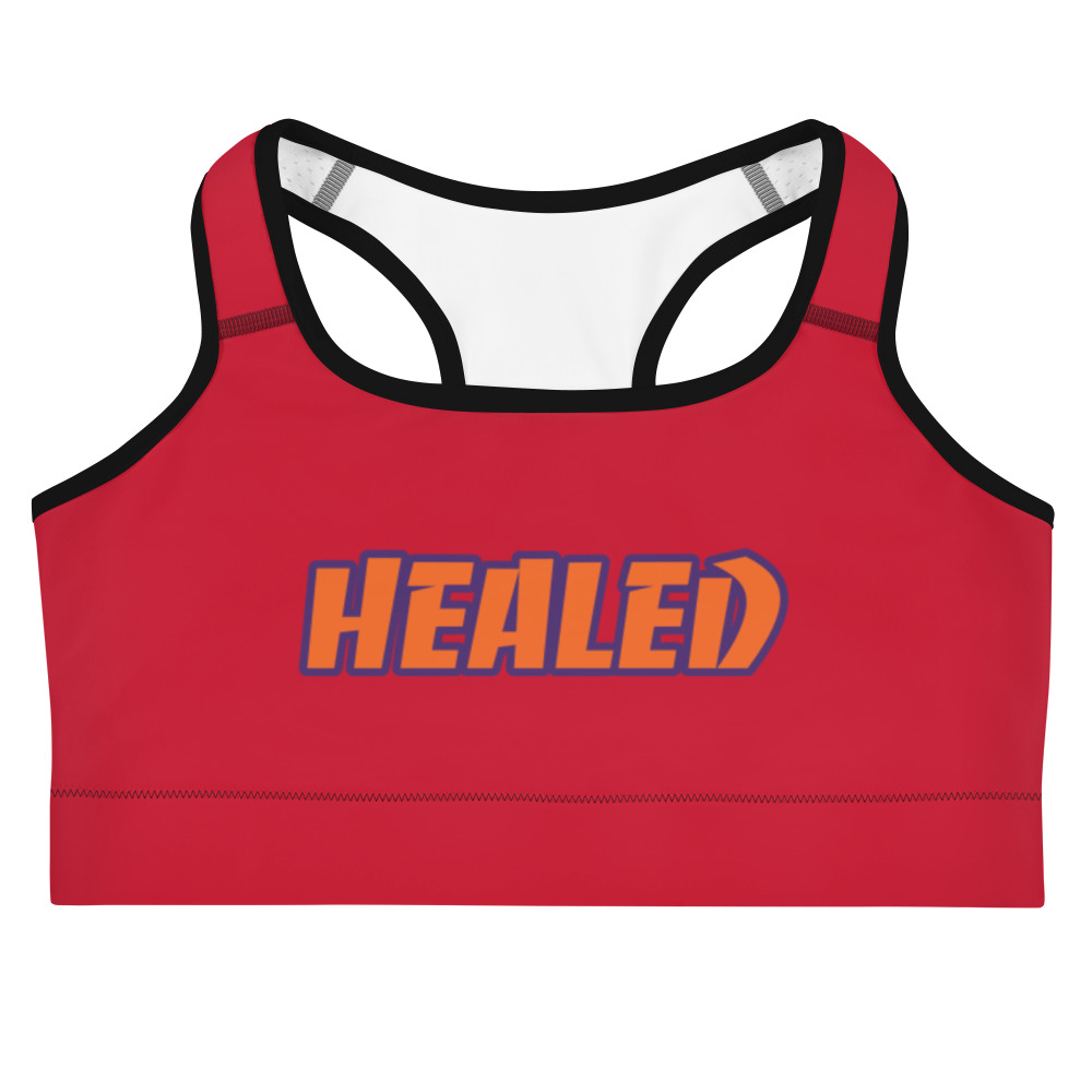 HEALED Red Sports bra by Fitness for Worship