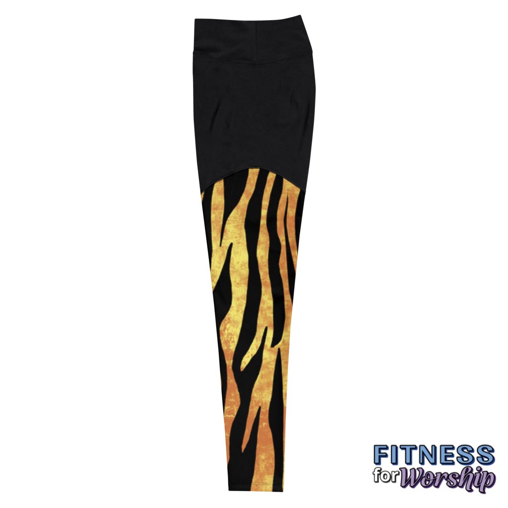 Fire Stripes Compression Sports Workout Leggings for Women by Fitness for Worship