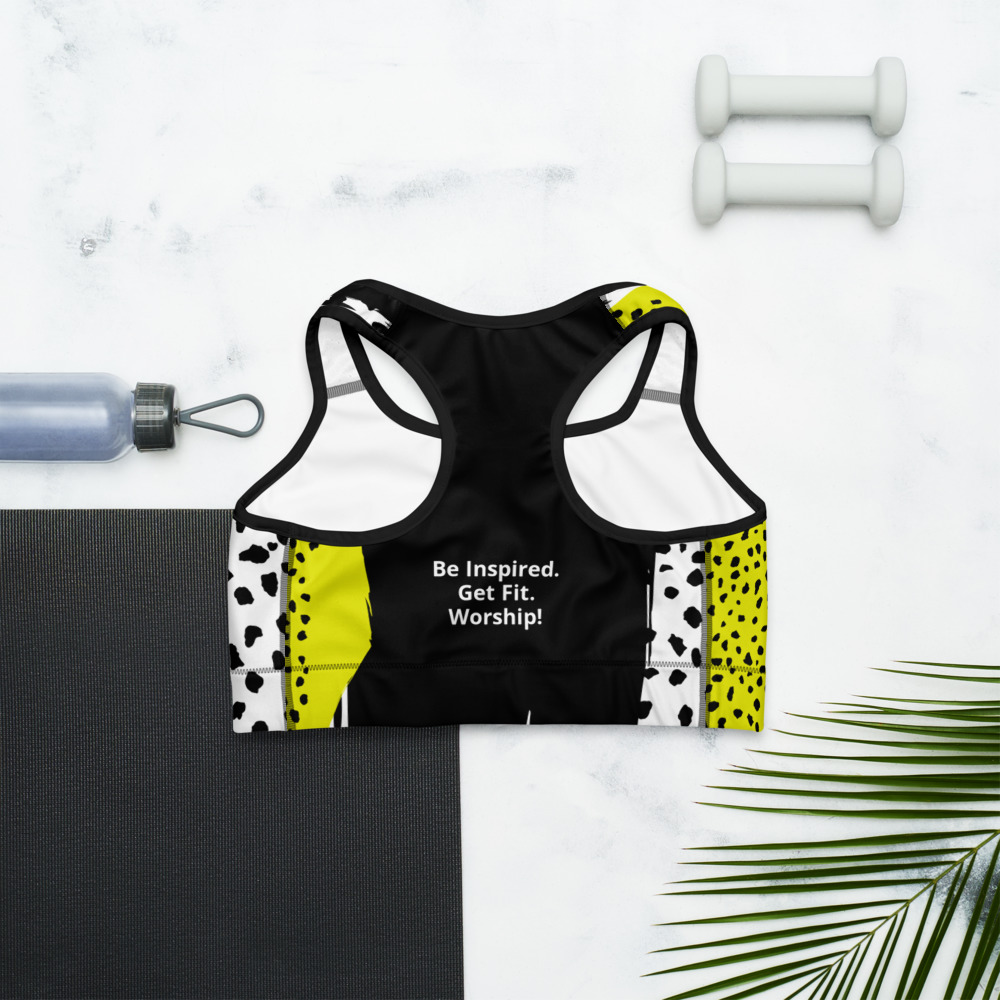 Fitness for Worship Sports Bra (black/yellow/white) (back)