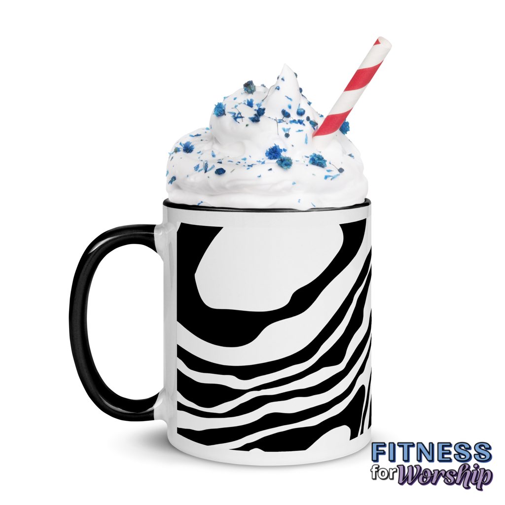 Black and White Abstract Mug by Fitness for Worship