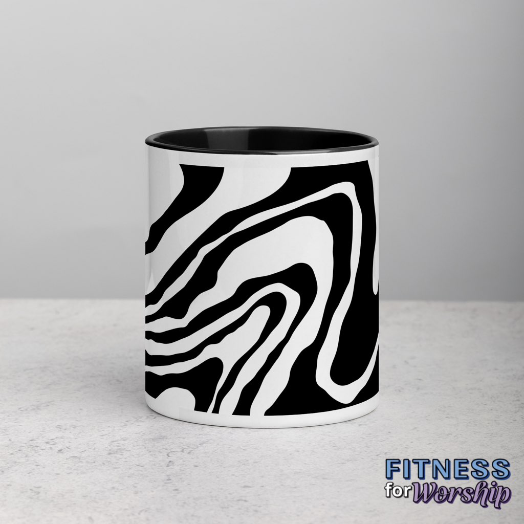 Black and White Abstract Mug by Fitness for Worship