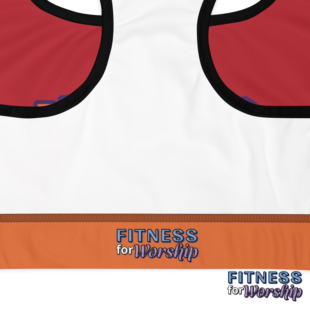 inside of HEALED Red Sports bra by Fitness for Worship