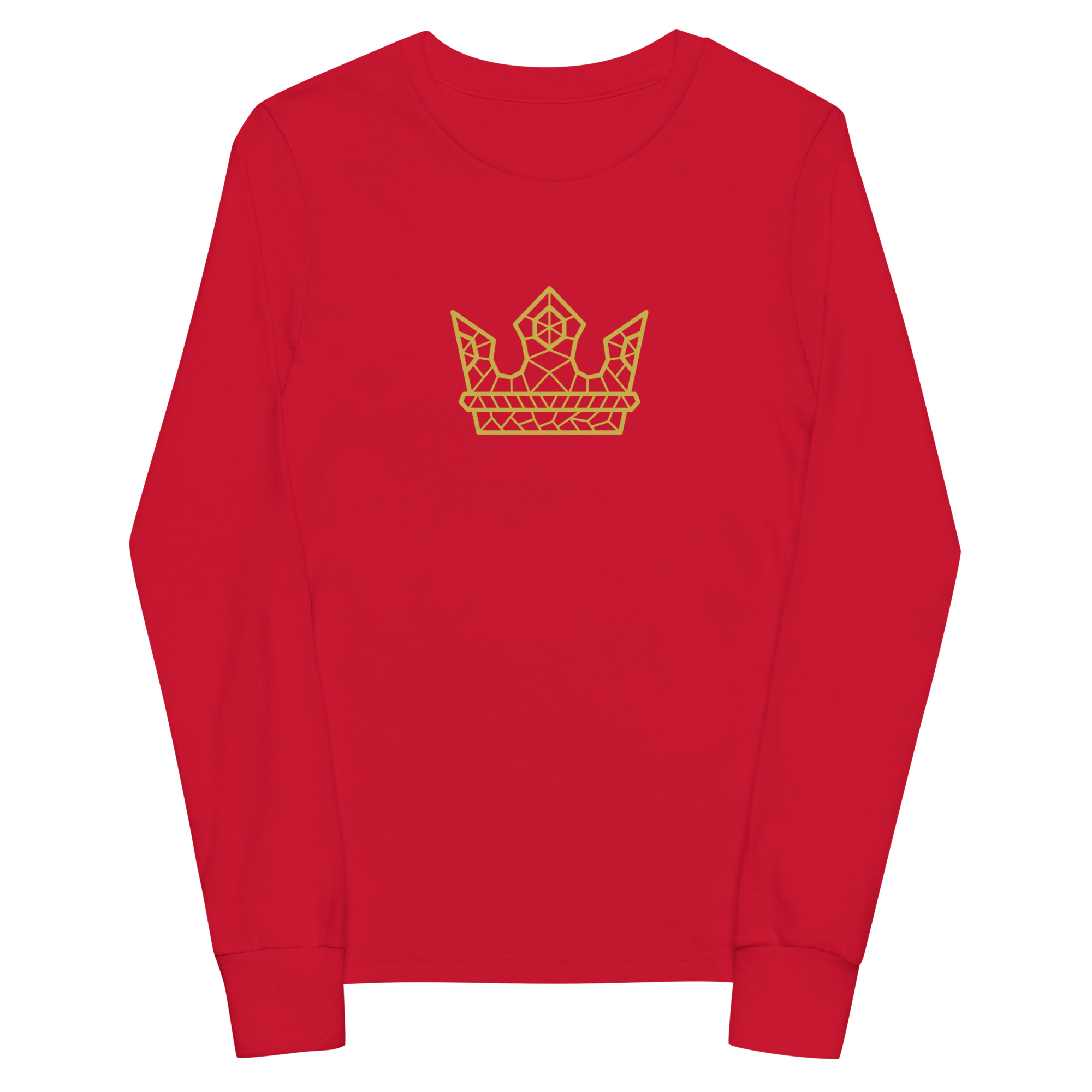 red Gold Crown Long Sleeve Tee for Youth by Fitness for Worship