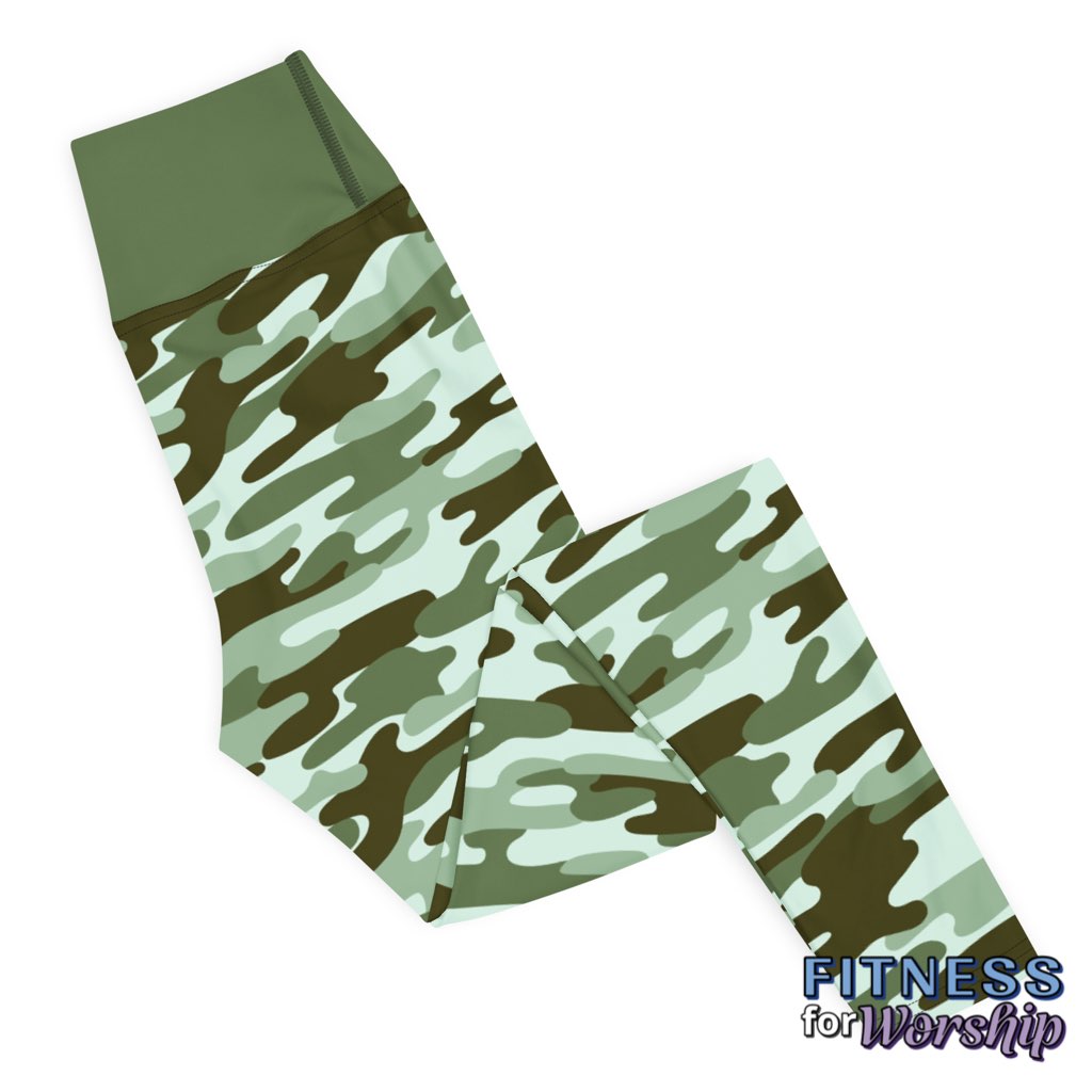 Green Camo High Waist Leggings for Women by Fitness for Worship