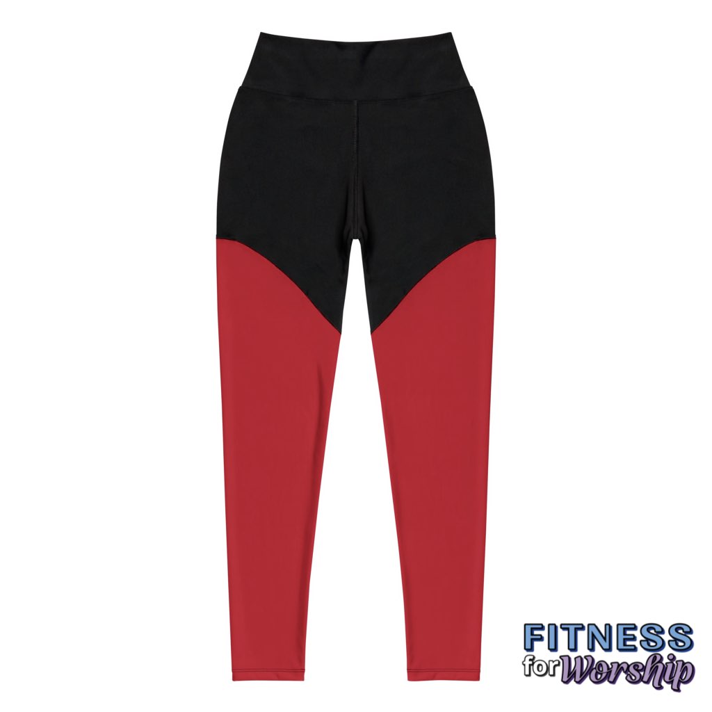 Red Compression Sports Workout Leggings for Women by Fitness for Worship