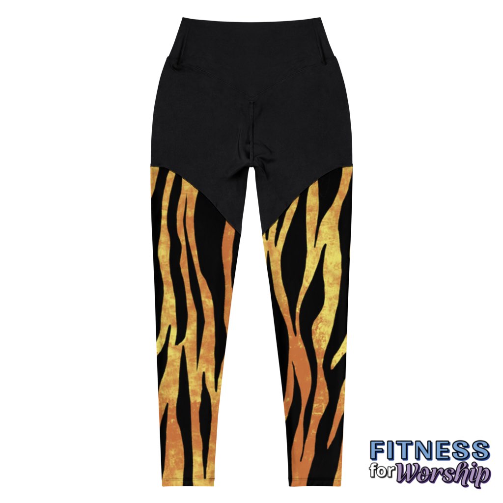 Fire Stripes Compression Sports Workout Leggings for Women by Fitness for Worship