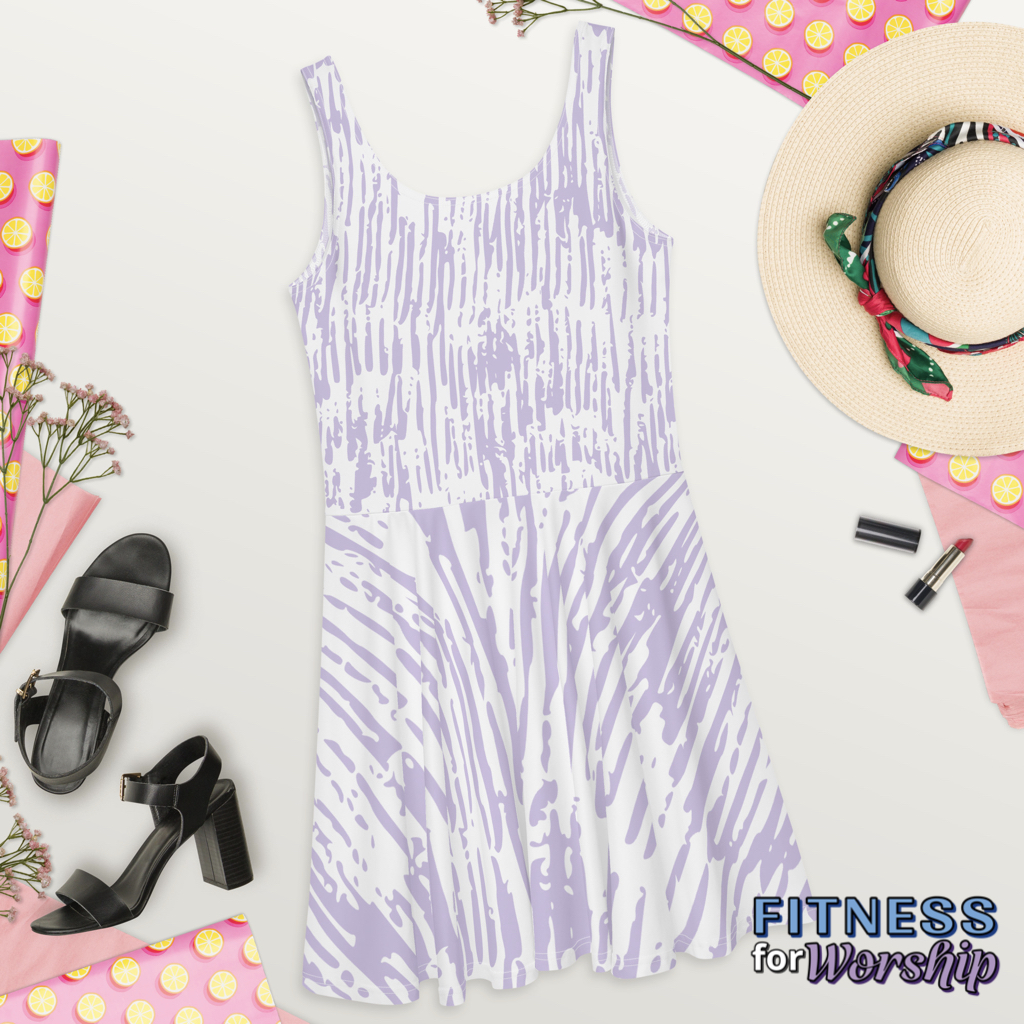 Lavender Paint Streak Skater Dress by Fitness for Worship