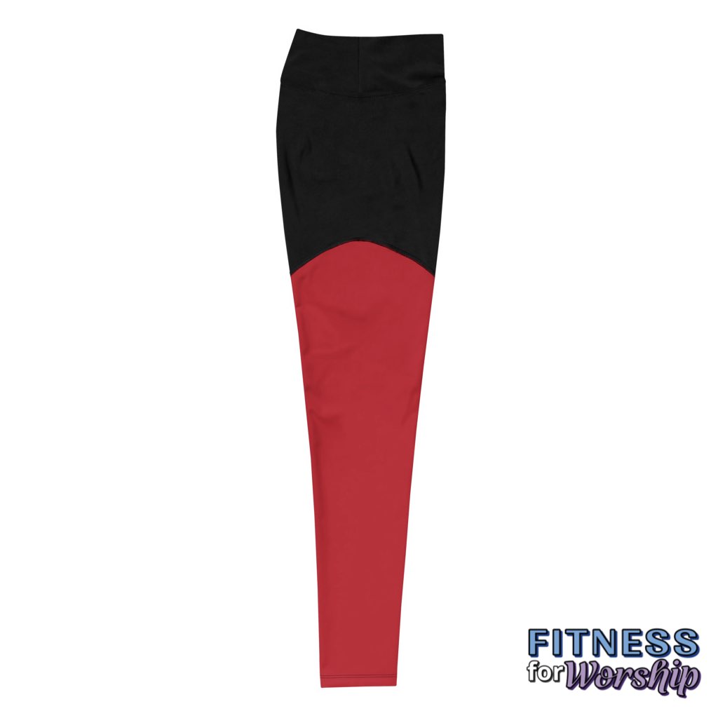 Red Compression Sports Workout Leggings for Women by Fitness for Worship