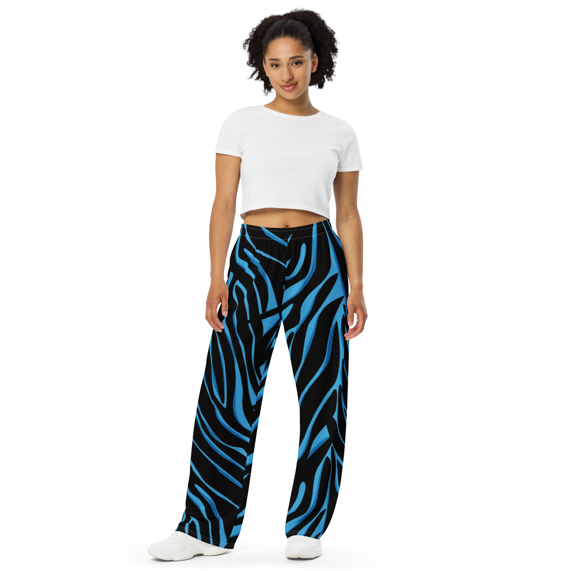 Blue Abstract Stripes Wide-Leg Pajama Pants