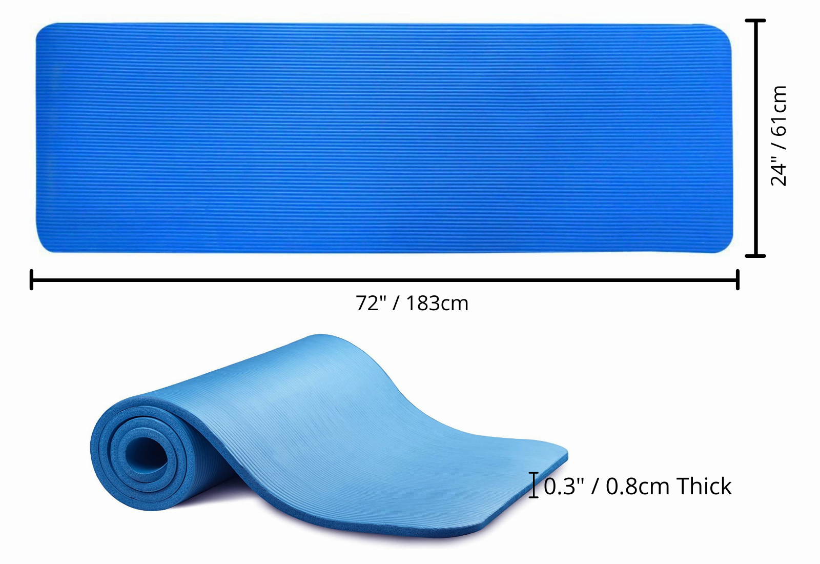 Blue JupiterGear Thick Exercise Mat with Carrying Strap