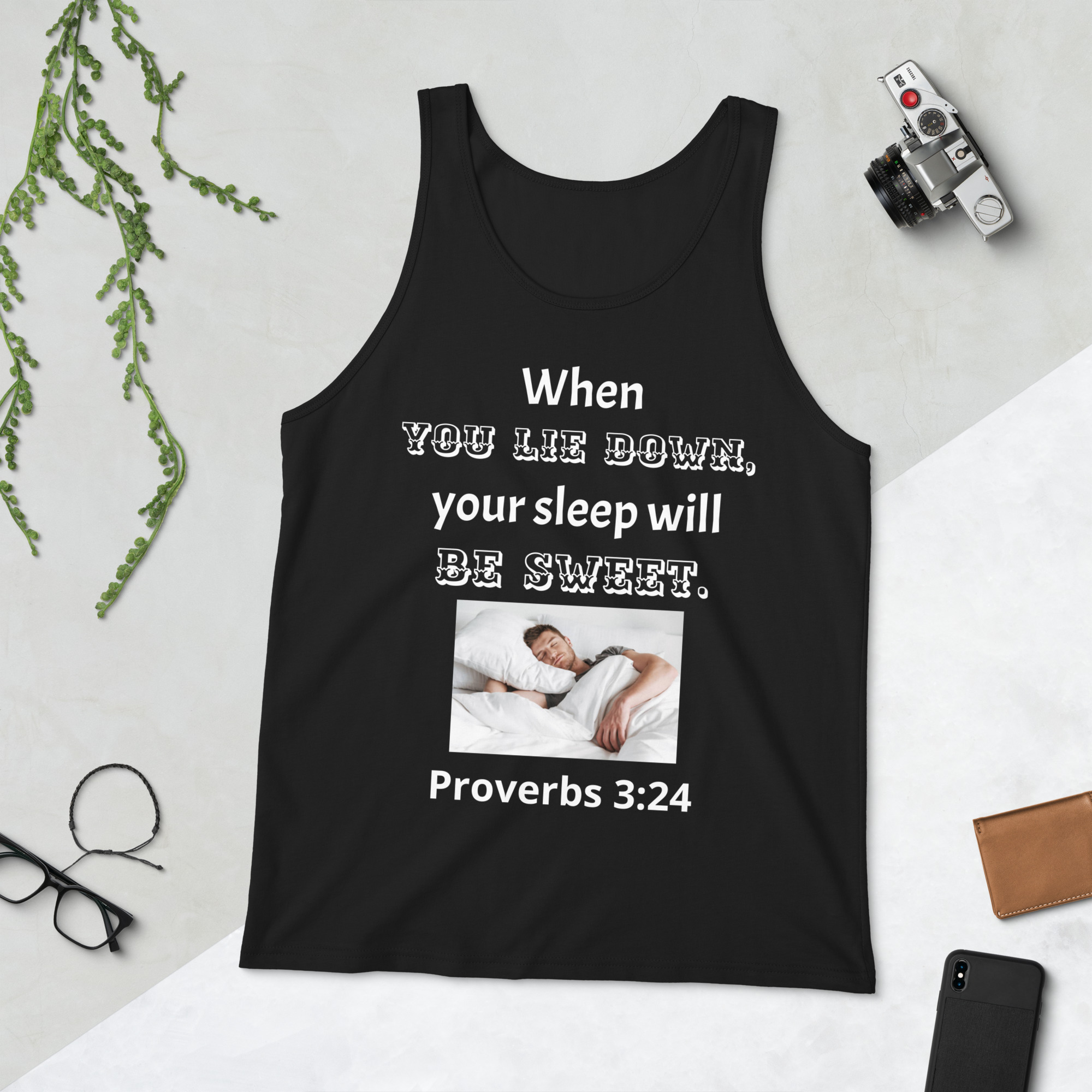 Sweet Sleep Black Tank Top for Men by Fitness for Worship