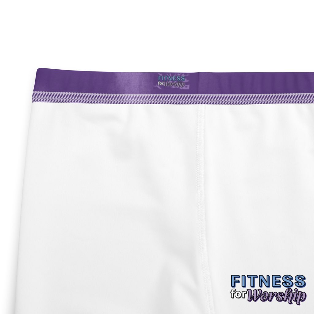 inside waistband of “Royalty” Purple Tie-Dye Leggings for Youth by Fitness for Worship