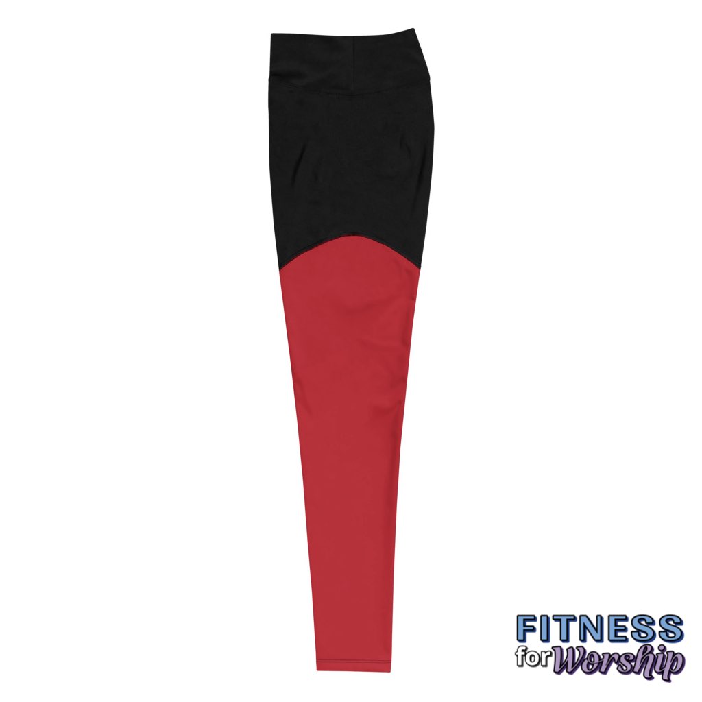 Red Compression Sports Workout Leggings for Women by Fitness for Worship