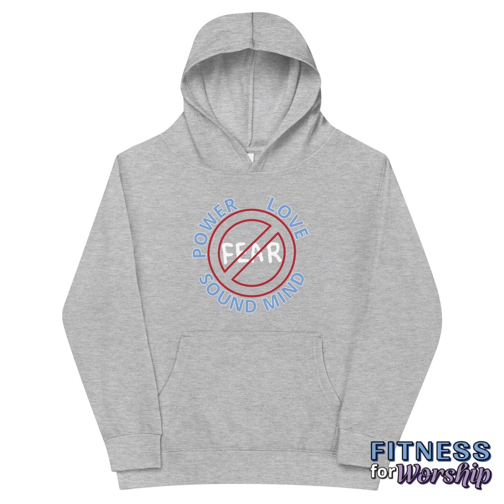 "No Fear" 2 Timothy 1:7 Fleece Hoodie for Kids by Fitness for Worship