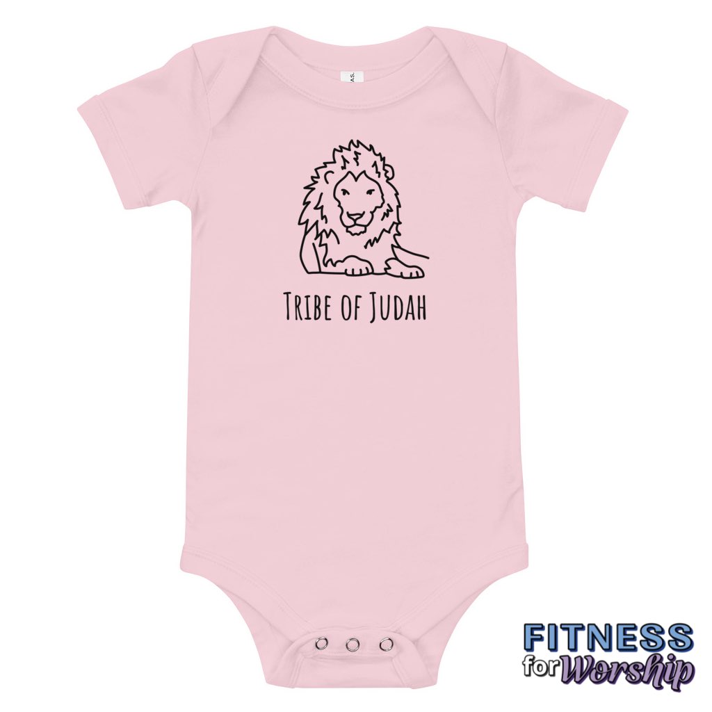 Pink Lion Tribe of Judah Baby One Piece Bodysuit by Fitness for Worship