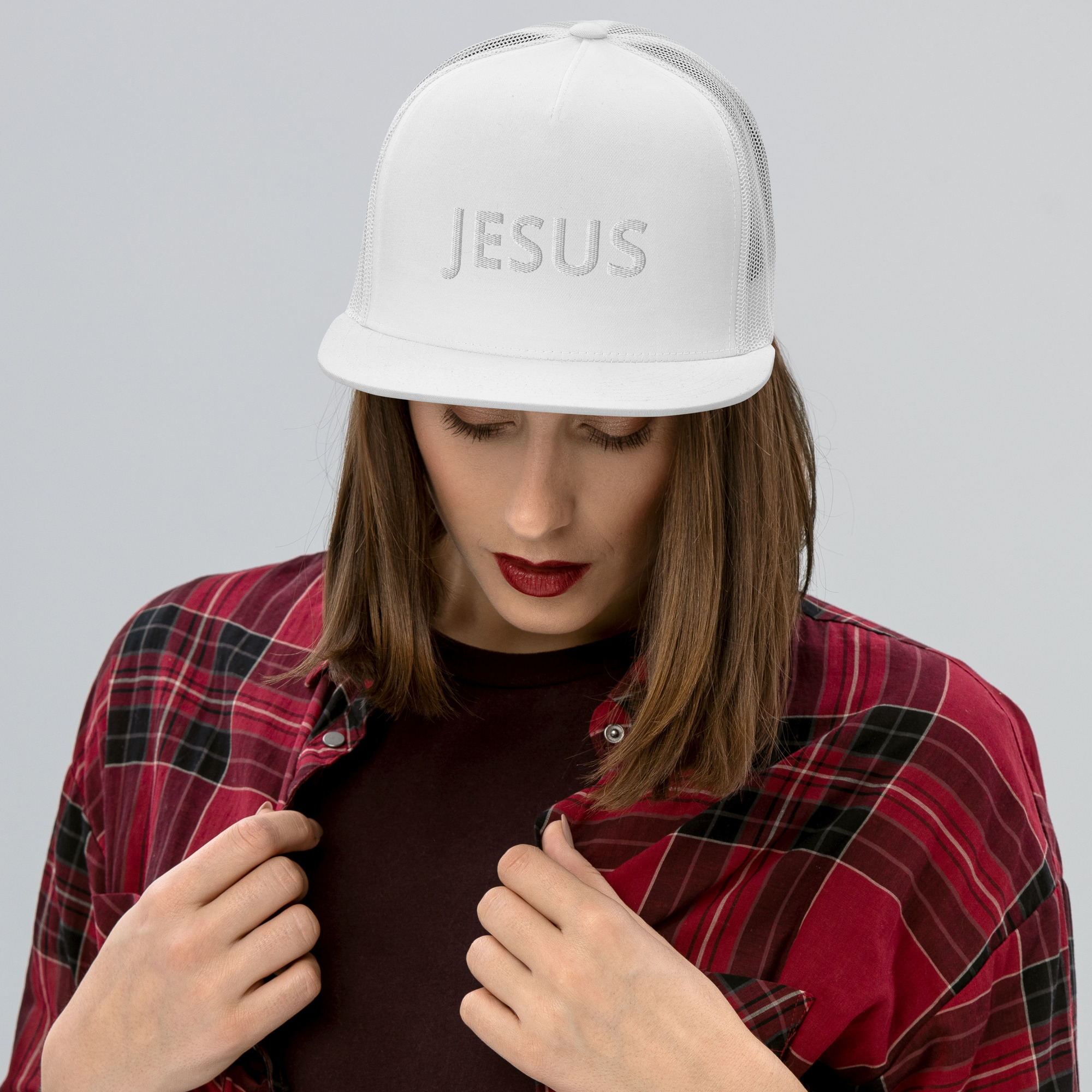 Jesus Solid Trucker Cap by Fitness for Worship