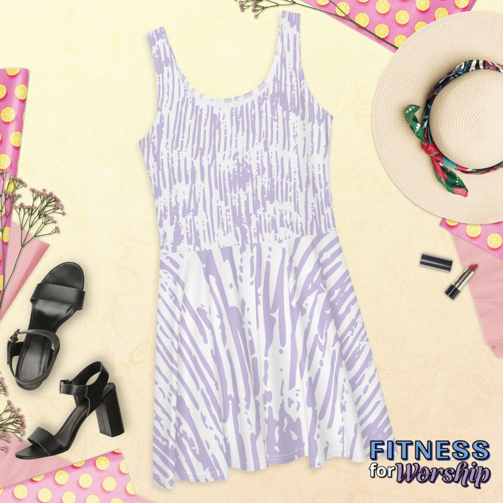 Lavender Paint Streak Skater Dress by Fitness for Worship