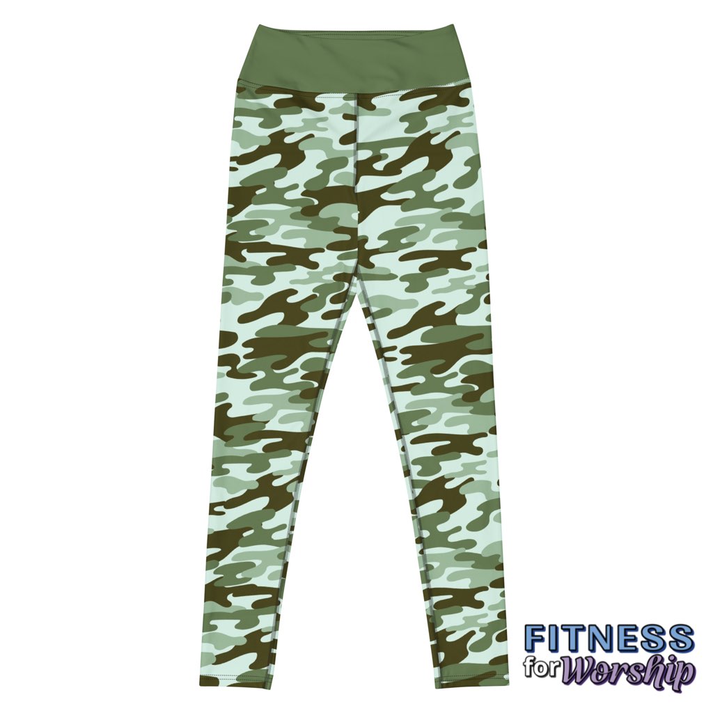 Green Camo High Waist Leggings for Women by Fitness for Worship