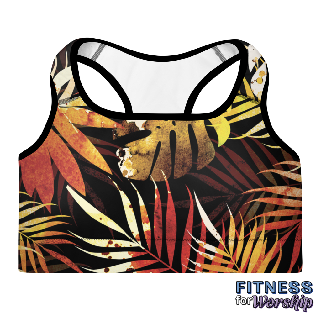 Autumn Leaves Padded Sports Bra by Fitness for Worship