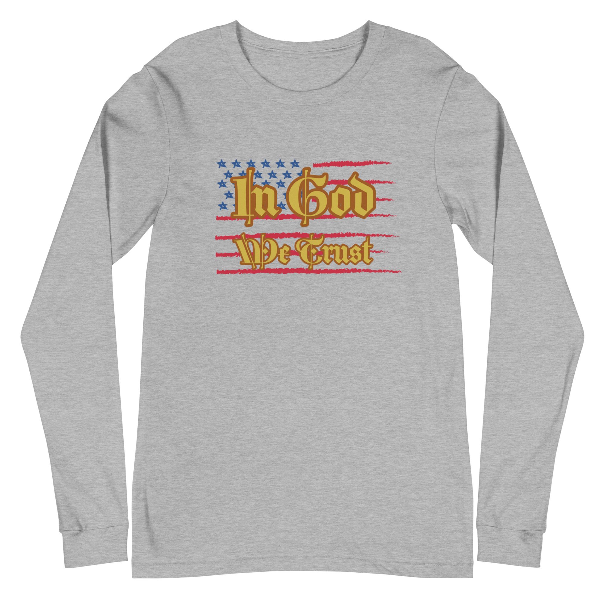 athletic heather “In God We Trust” Unisex Long Sleeve Tee by Fitness for Worship