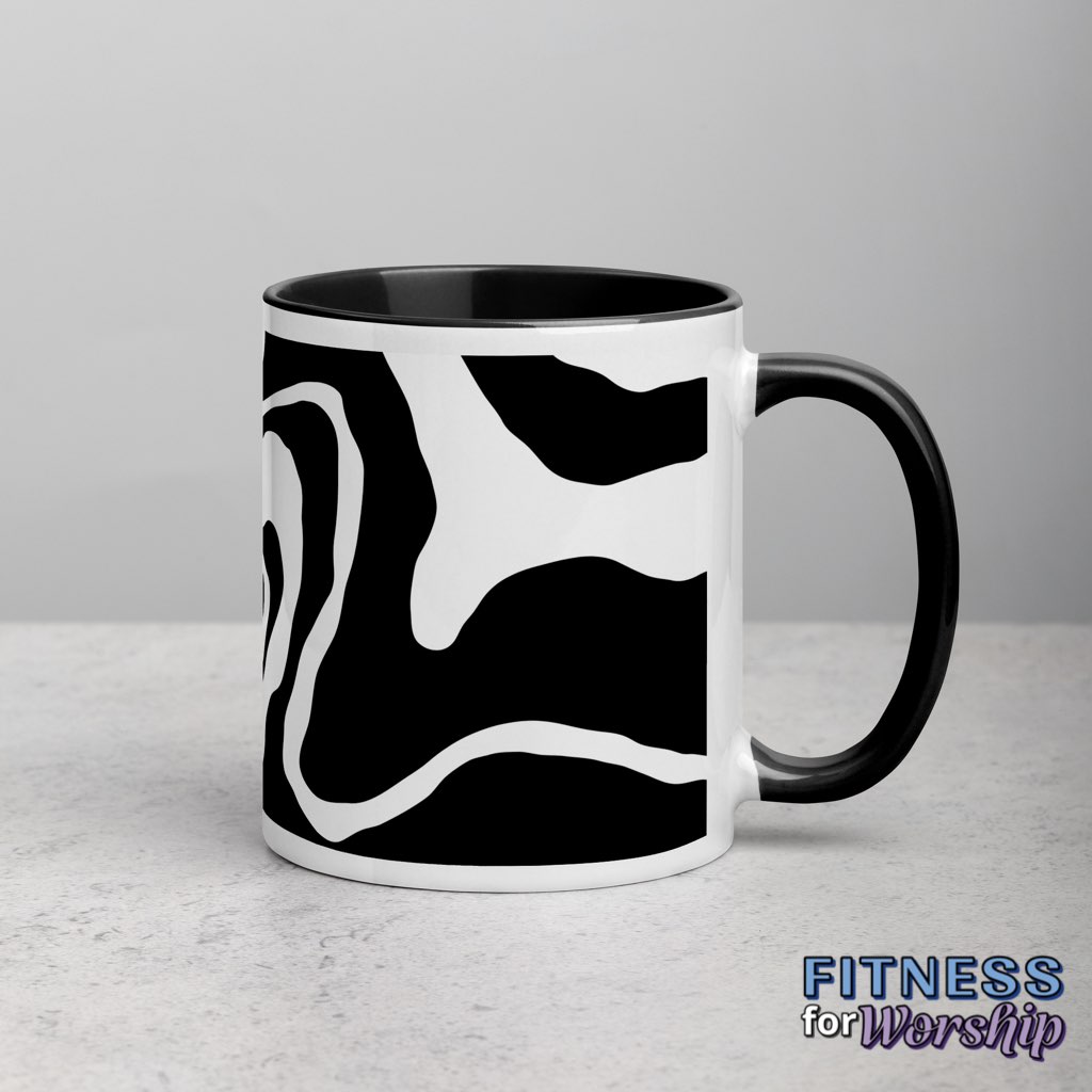 Black and White Abstract Mug by Fitness for Worship